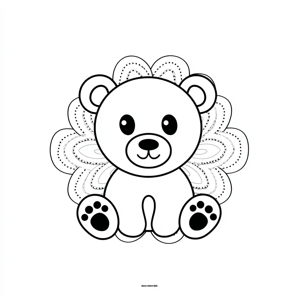 Dibujo de mandala de oso lindo kawaii para colorear