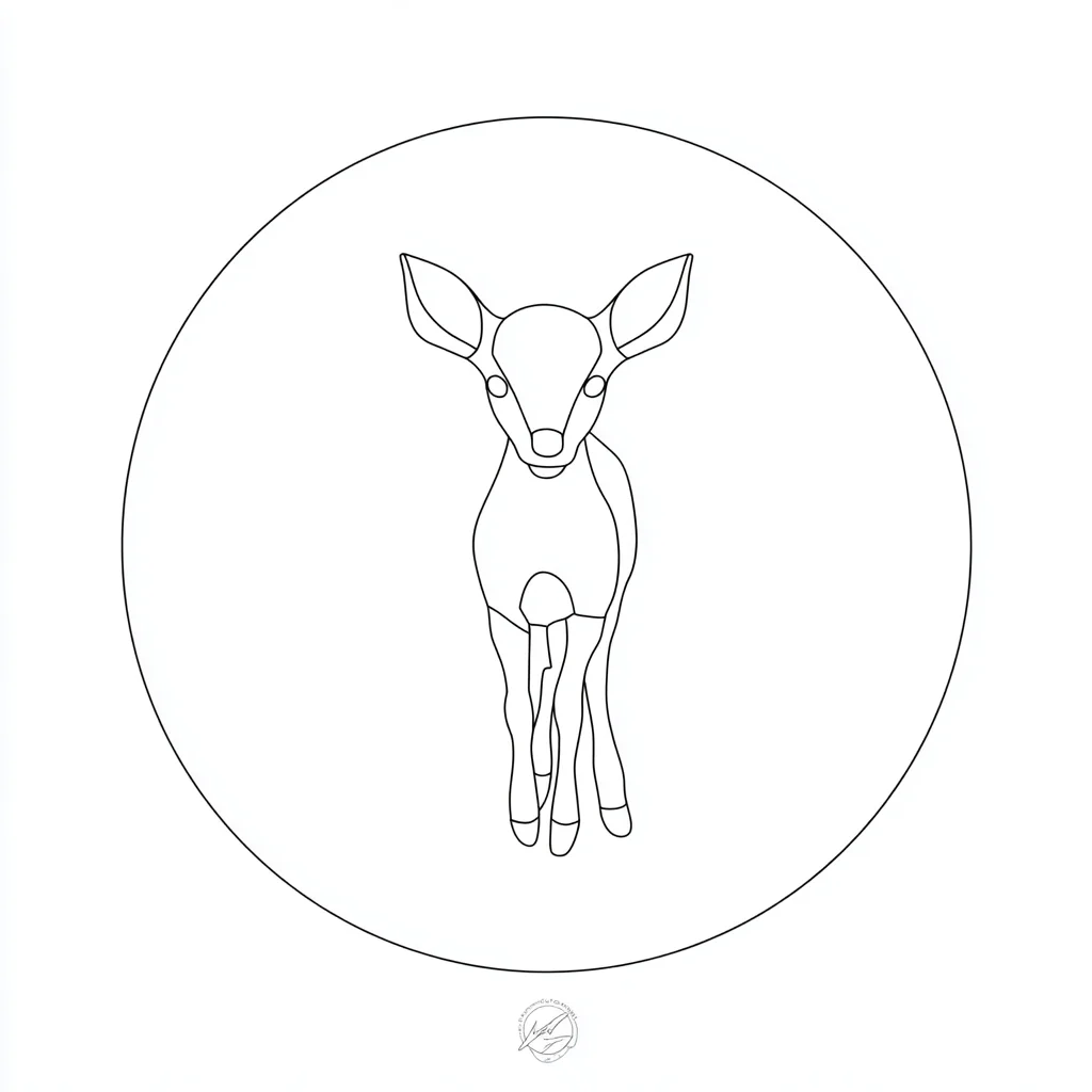 Dibujo de mandala simple de ciervo en círculo para colorear
