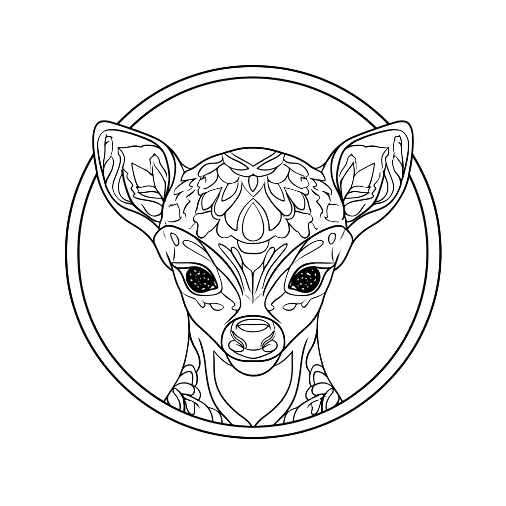 Dibujo de mandala de cabeza de ciervo zentangle para colorear