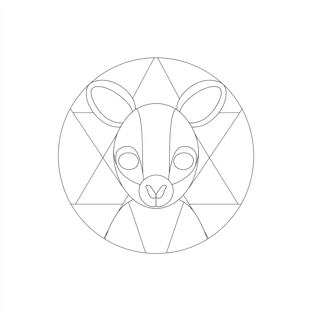 Dibujo de mandala de cabeza de ciervo geométrico para colorear
