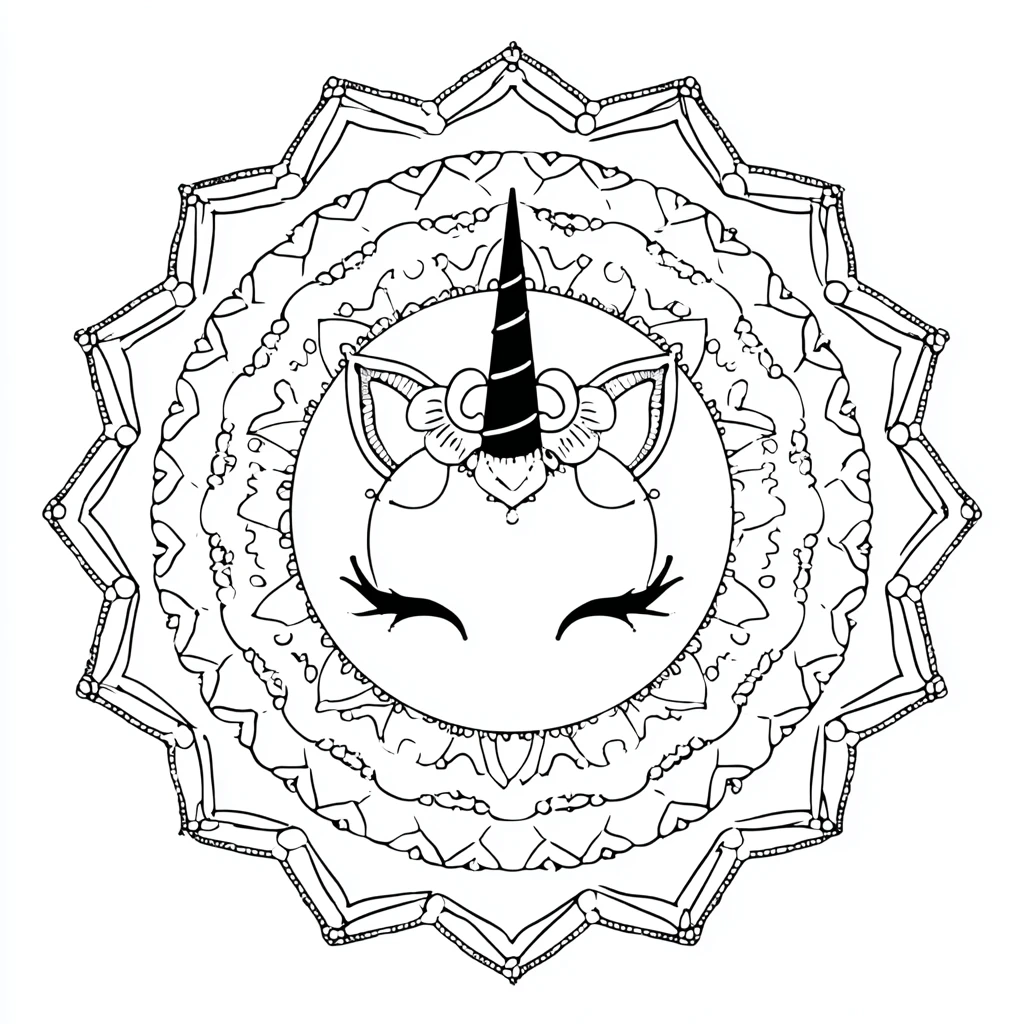 Dibujo de mandala de unicornio boho decorativo para colorear Dibujo de mandala de unicornio boho decorativo para colorear