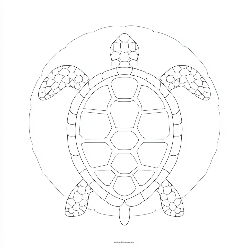 Dibujo de mandala simple de tortuga marina para colorear