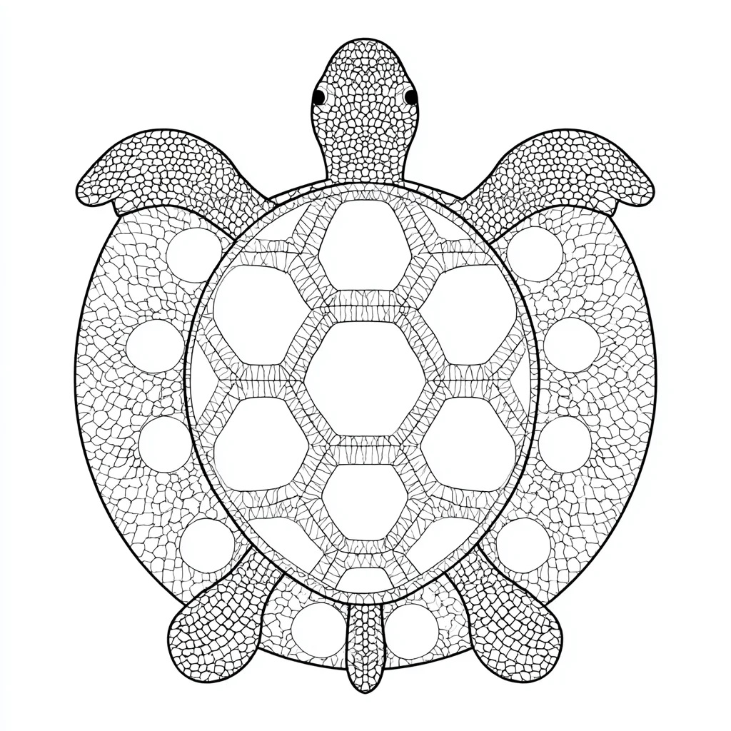 Dibujo de mandala de tortuga mosaico decorativo para colorear